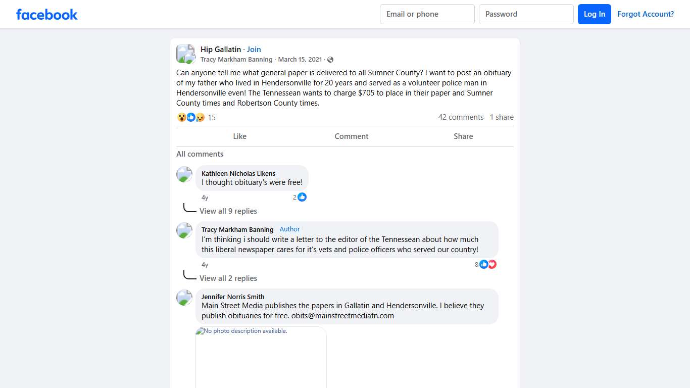 Hip Gallatin Can anyone tell me what general paper is delivered to all Sumner County Facebook