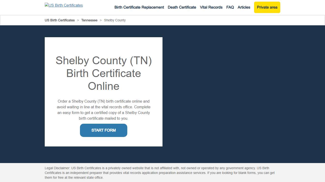 Shelby County (TN) Birth Certificate Online - US Birth Certificates